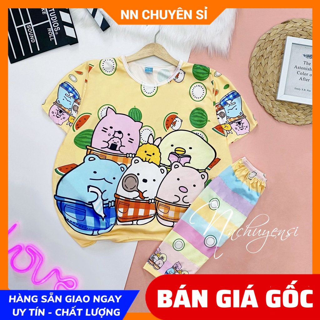 Đồ bộ QUẦN LỬNG mẹ và bé size đến 70kg chất thun mềm mát in hình doremon kitty hoạt hình dễ thương DBRBL FULL SIZE