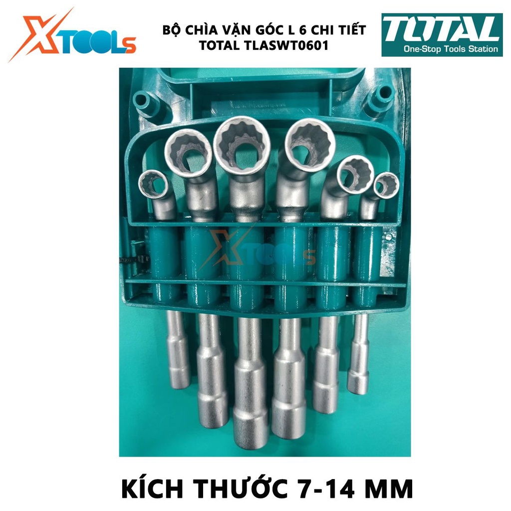 Bộ chìa vặn góc L 6 chi tiết TOTAL TLASWT0601 |  bộ 6 cần kích thước 7mm 8mm 10mm 12mm 13mm 14mm [CHÍNH HÃNG][XTOOLs]