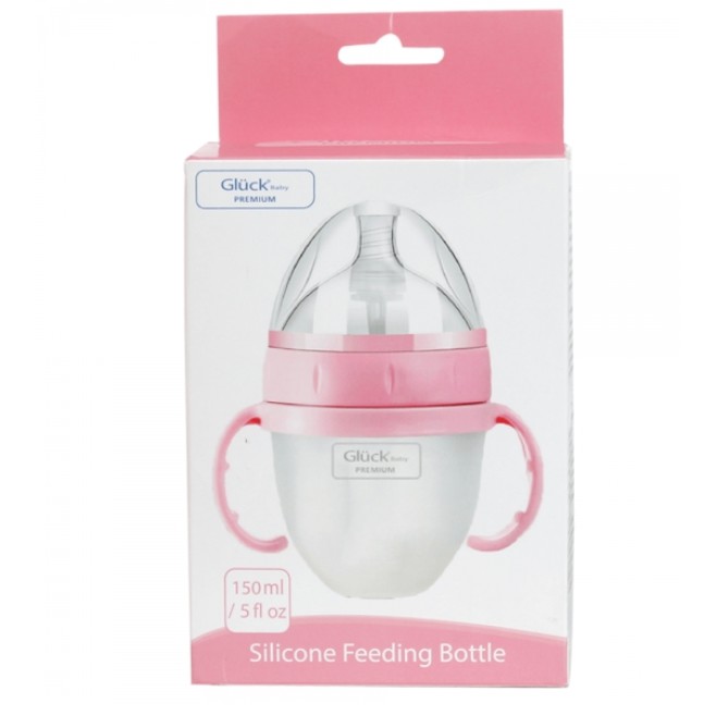 Bình sữa silicone Gluck Premium 150ml (Xanh/Hồng)