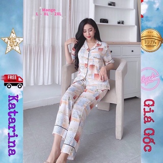 BIGSIZE PIZAMA BIGSIZE(60-75kg)LỤA SATIN CAO CẤP TAY NGẮN QUẦN DÀI