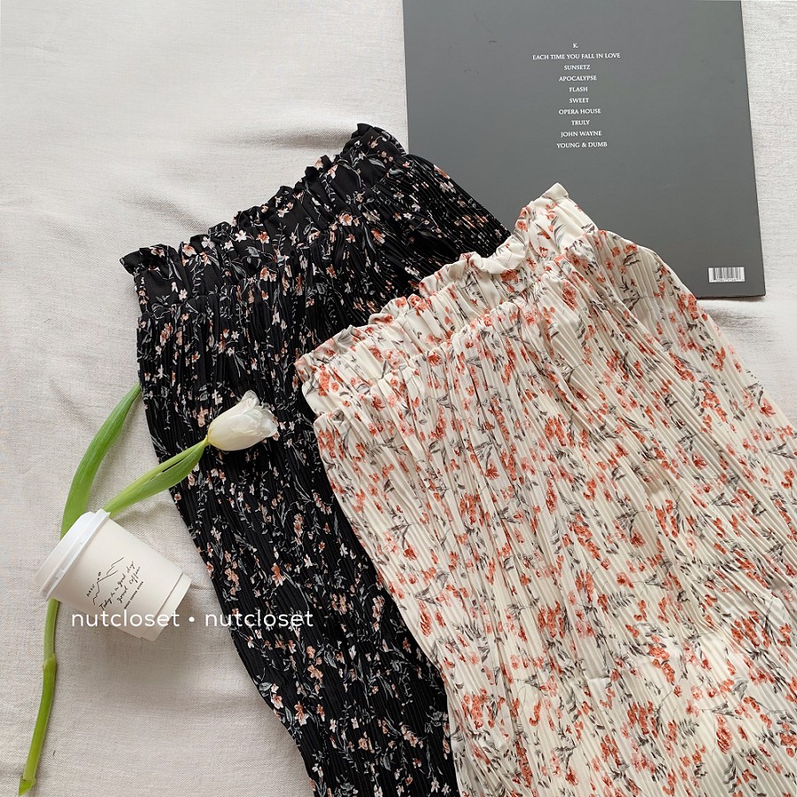 [Mã WASKT304 giảm 15% tối đa 30K đơn 99K] Chân váy xếp li cạp chun in hoa to_CV0018 | BigBuy360 - bigbuy360.vn