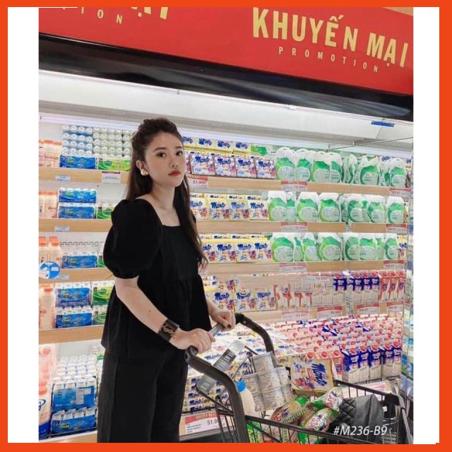 Bán sỉ sét đũi cổ vuông tay bồng hàng bao chất | BigBuy360 - bigbuy360.vn