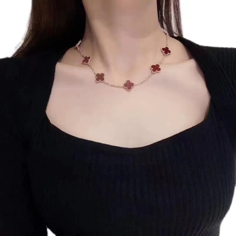 Vòng Tay Dây Chuyền Bằng Thép Titan Cao Cấp Đính Đá Mã Não Tươi Mới Đơn Giản Thời Trang Pháp Cho Nữ