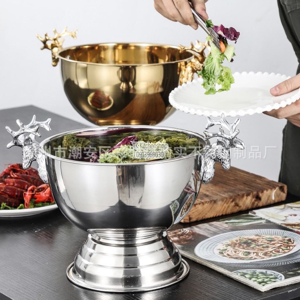 Xô ngâm rượu inox tại bàn HÀNG CAO CẤP, xô inox tai hươu ướp lạnh rượu vang