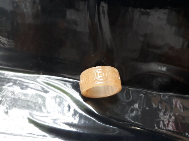 Nhẫn kim tiền bản lớn theo ni tay  gỗ -  sừng - chạm đồng tiền phong thủy