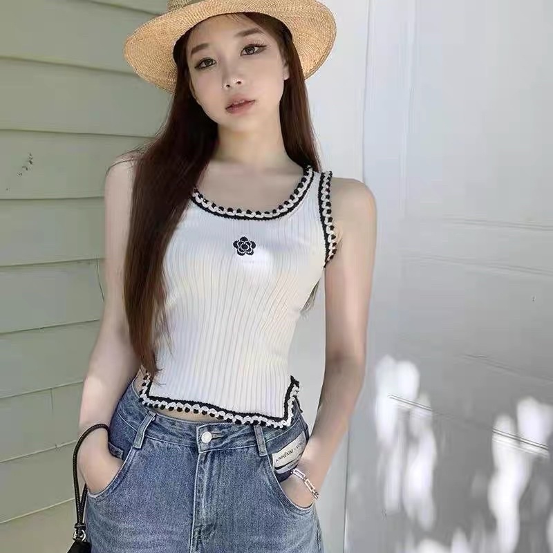 áo len sát nách dệt kim phối viền nổi bật (27089#)