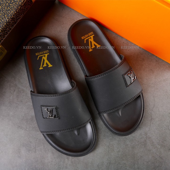 Dep nam LV giá tốt, dép nam quai ngang hàng mới, dép da nam