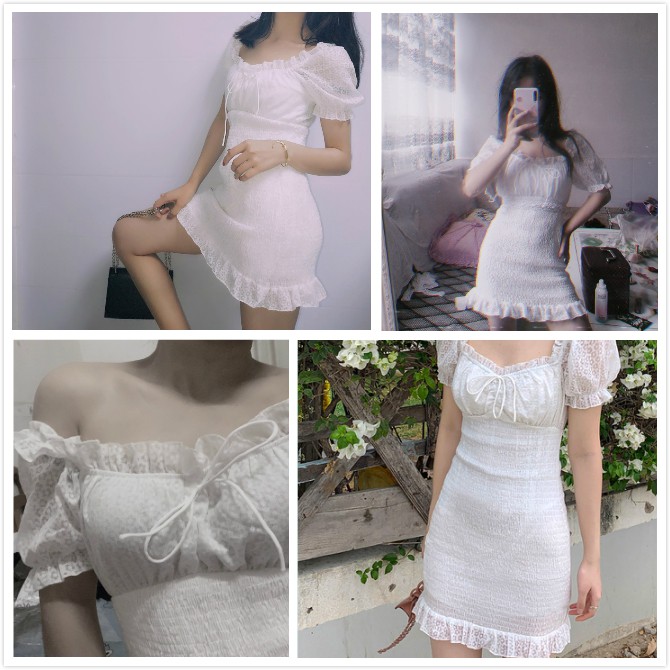 [ Mã FAGREEN1505 giảm 10% tối đa 30K đơn 99K] Đầm Midi Tay Ngắn Màu Trắng Thanh Lịch | BigBuy360 - bigbuy360.vn