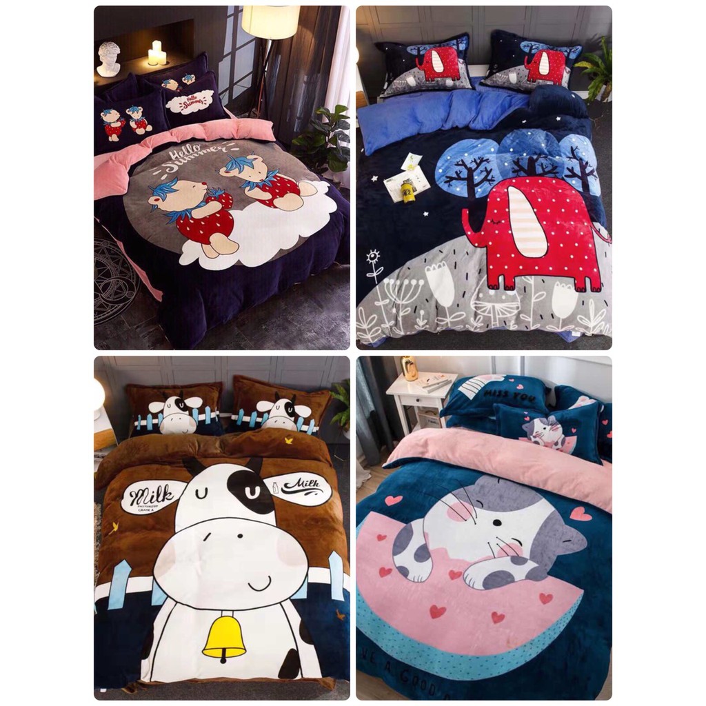 Thanh lý Bộ Chăn Ga Gối Nỉ Nhung 3D-bedding53