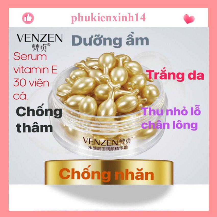 Hộp 30 Viên Serum Venzen Vitamin E Dạng Viên Cá - Dưỡng Ẩm Trắng Da Chống Nhăn Thu Nhỏ Lỗ Chân Lông | BigBuy360 - bigbuy360.vn