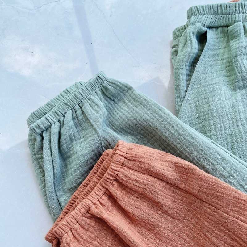 Quần jogger muslin màu