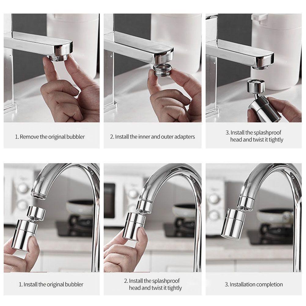 Gogoup 720° Đầu Lọc Nối Dài Vòi Nước Bồn Rửa Chén Nhà Bếp Linh Hoạt