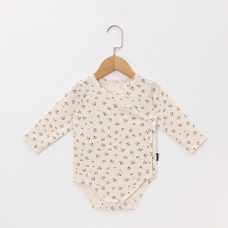 Bộ Áo Liền Quần Cotton Tay Dài In Hình Hoa Quả Màu Sắc Tươi Sáng Cho Bé