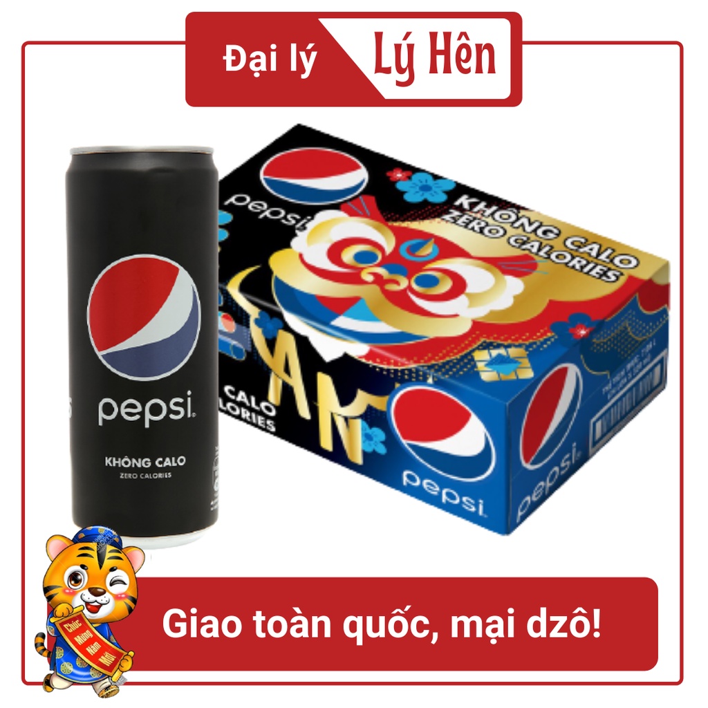 [Toàn quốc] Thùng 24 Lon Nước Ngọt Có Gas Pepsi Cola Không Calo Bao Bì Xuân Soft Drink Lon 330ml Date Luôn Mới