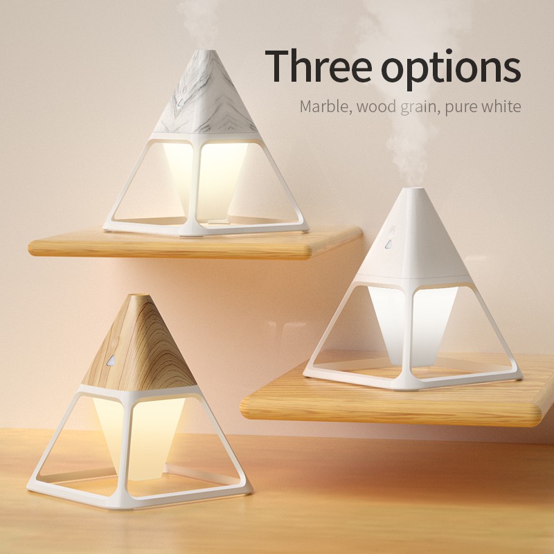 usb home desktop night light remote control wood grain aromatherapy moisturizing sprayer triangle humidifier  Oil Diffuser for Home decor,tyn008