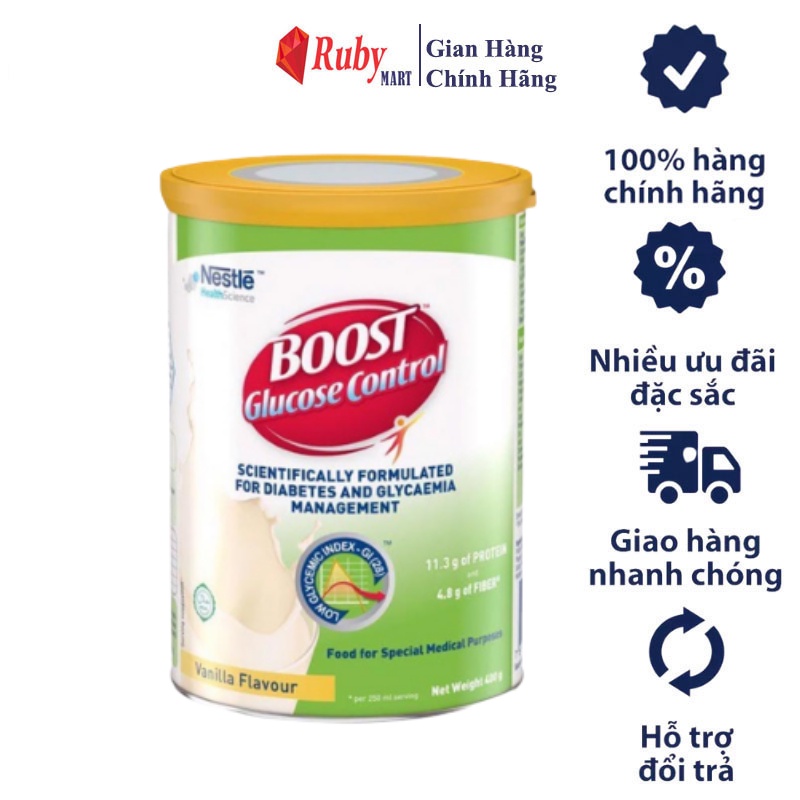 Sữa Bột Boost Glucose Control Lon 400g Giúp Cung Cấp Năng Lượng Đầy Đủ Cân Đối Dành Riêng Cho Người Mắc Bệnh Tiểu Đường