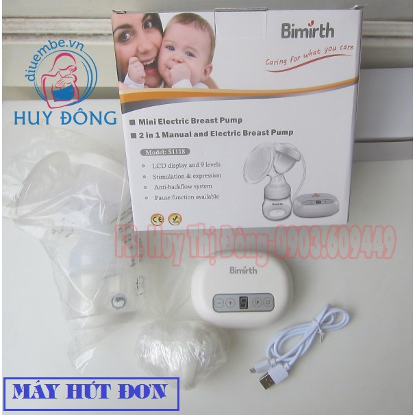 MÁY HÚT SỮA ĐIỆN ĐƠN BIMIRTH + TẶNG 03 TÚI TRỮ SỮA BIMIRTH