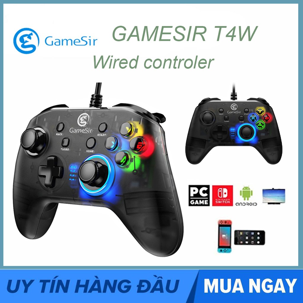 Tay cầm chơi game Gamesir T4w, Có đèn LED tương thích với mọi thiết bị