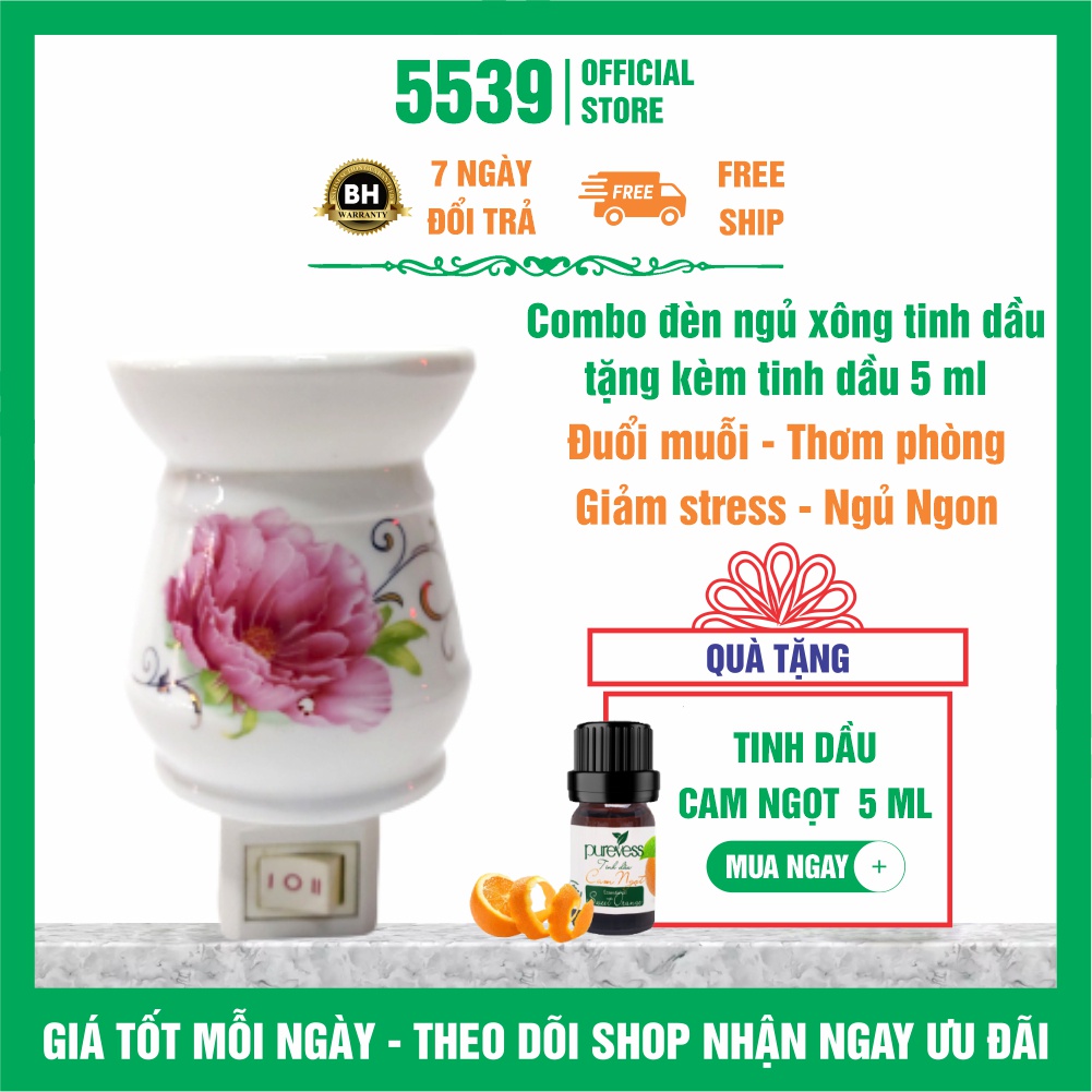 Đèn ngủ xông tinh dầu cắm tường chất liệu gốm sứ cao cấp vừa đèn ngủ vừa đèn xông tinh dầu - Shop 5539