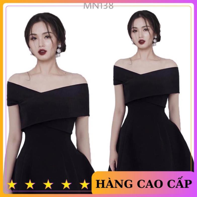 [HÀNG CAO CẤP] Váy đen đắp chéo trễ vai tuyết mưa dáng xoè dự tiệc đi chơi dạo phố sang đẹp MN138