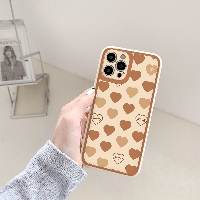 Ốp lưng iPhone 13 12 Pro vuông cạnh Ốp iphone Trái tim love 11Pro Max 8 7 Plus X XS Max XR 13pro promax