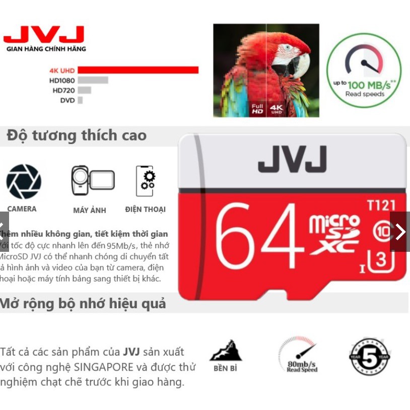 Thẻ nhớ JVJ Pro U3 Class 10