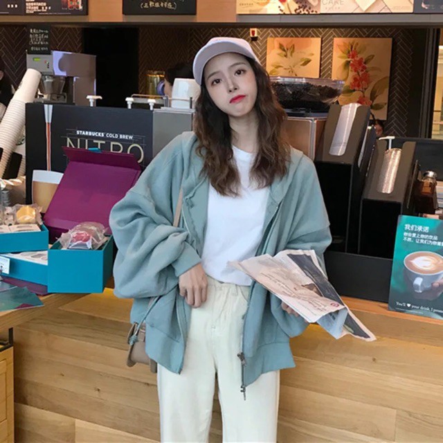 Áo khoác dây cột rút / ulzzang form rộng lửng vải nỉ hàn quốc
