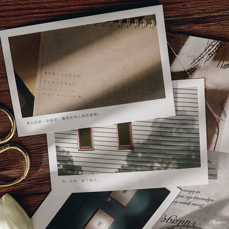 Hộp 30 tấm thiệp, postcard quotes tiếng Trung thanh xuân thương cảm decor