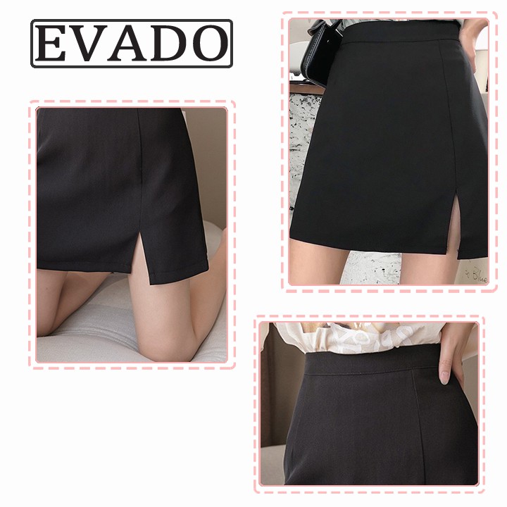 Chân váy ngắn chữ a lưng cao công sở xẻ tà đẹp EVADO CV04 | BigBuy360 - bigbuy360.vn