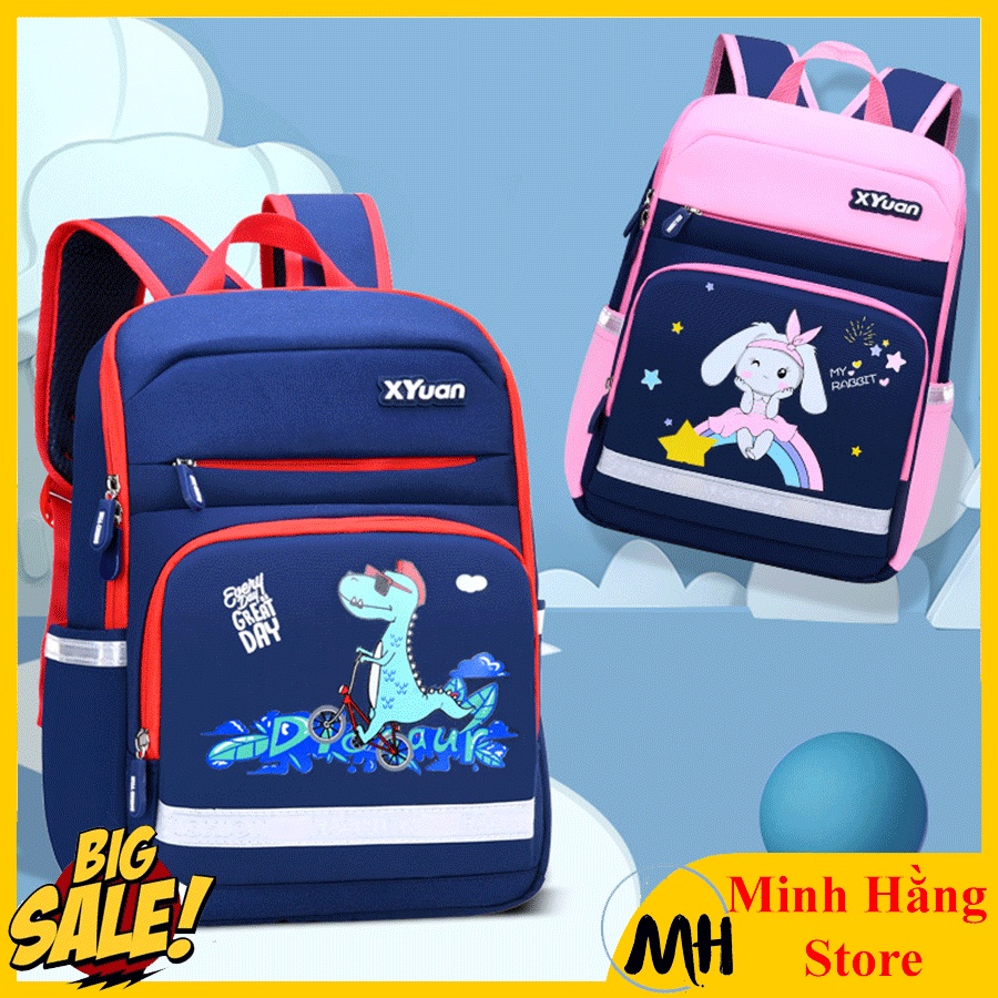[Chọn size] Balo học sinh bé trai gái phong cách hoàng gia Anh cao cấp, cặp sách chống thấm XYUAN cấp 1,2