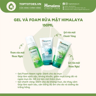 Foam rửa mặt Himalaya Lá Neem làm sạch sâu, giảm và ngừa mụn/ Chanh vàng dưỡng trắng da 200ml