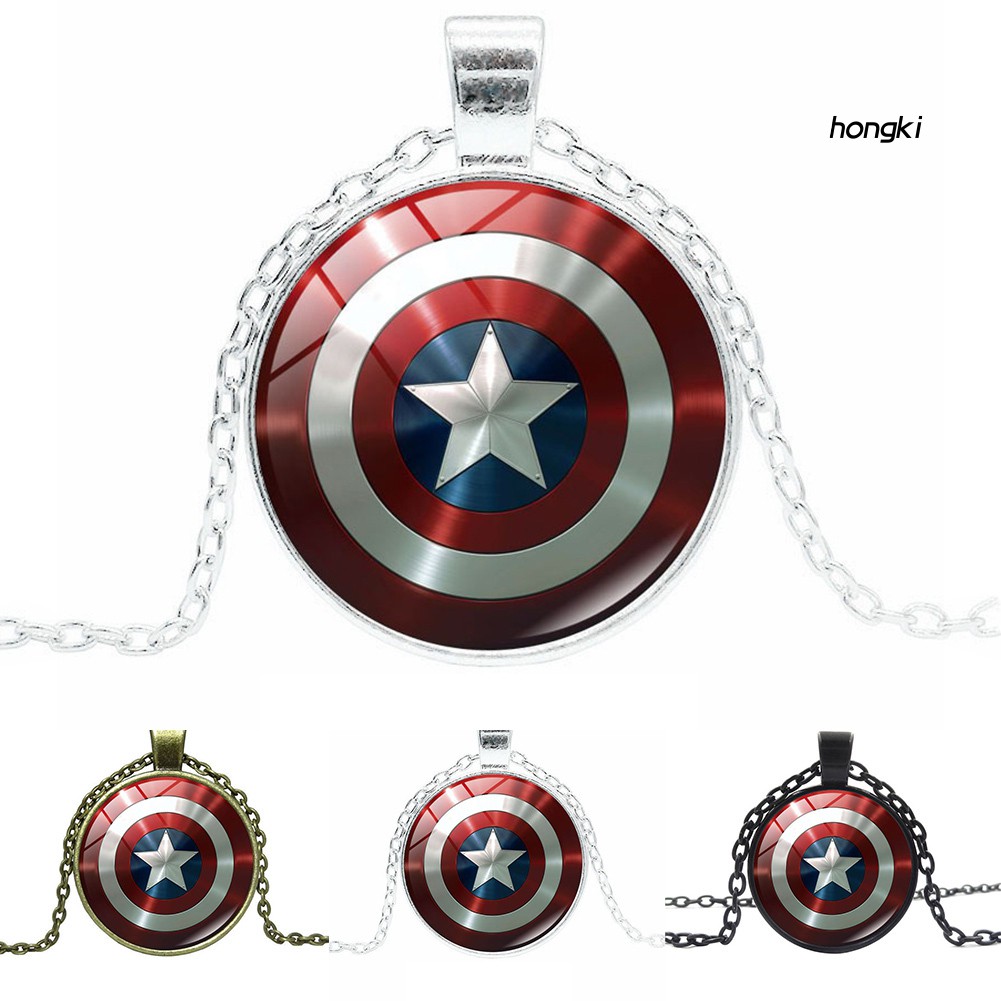 vòng cổ Mặt Tròn Họa Tiết Biểu Tượng Siêu Anh Hùng Độc Đáo