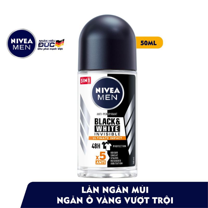 Lăn Ngăn Mùi Nivea Men Black & White Chống ố vàng áo