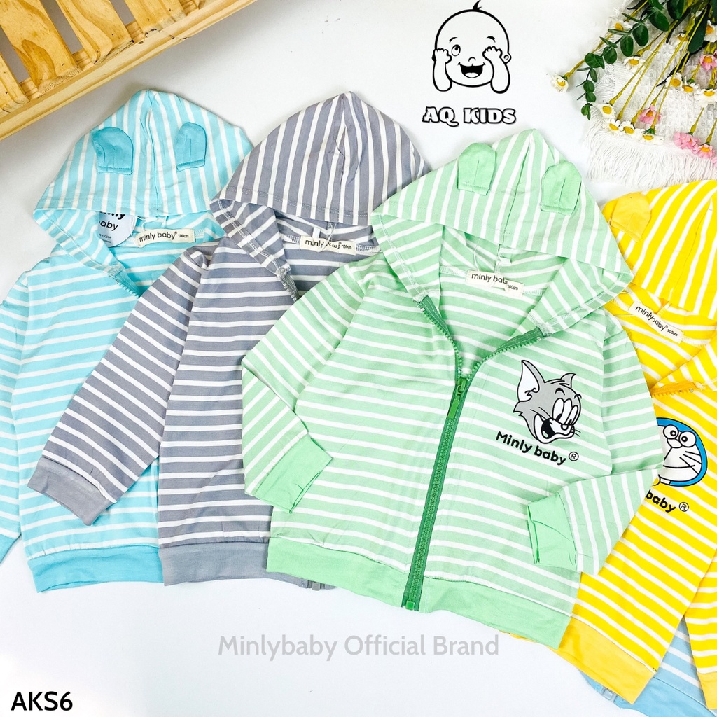 [Bé:7-27kg] Áo khoác thun cho bé vải sọc, hàng chính hãng Minlybaby Unibaby Store AKS6