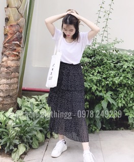 váy maxi bi 3 tầng vintage