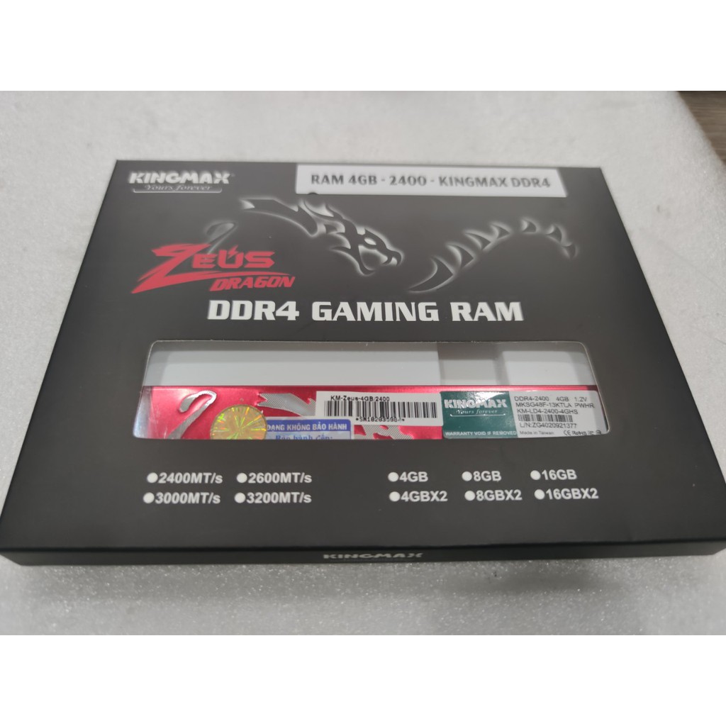 Ram Kingmax Zeus DDR4 4GB 2400 new full box