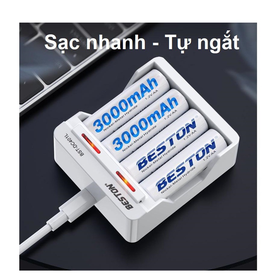 Pin Sạc BESTON AA và AAA 2A 3A Chính Hãng Dung Lượng Cao 1200mAh và 1100mAh sạc lại nhiều lần SUVADO