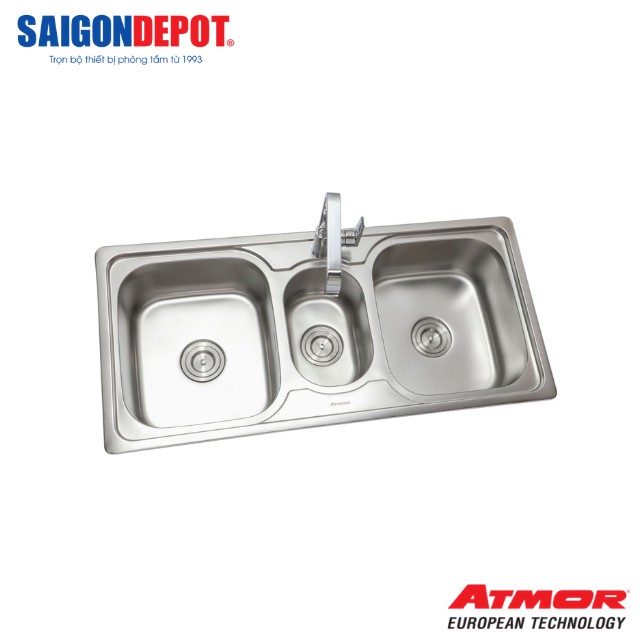 Chậu rửa chén inox 3 hộc ATMOR AT-618 - SaigonDepot