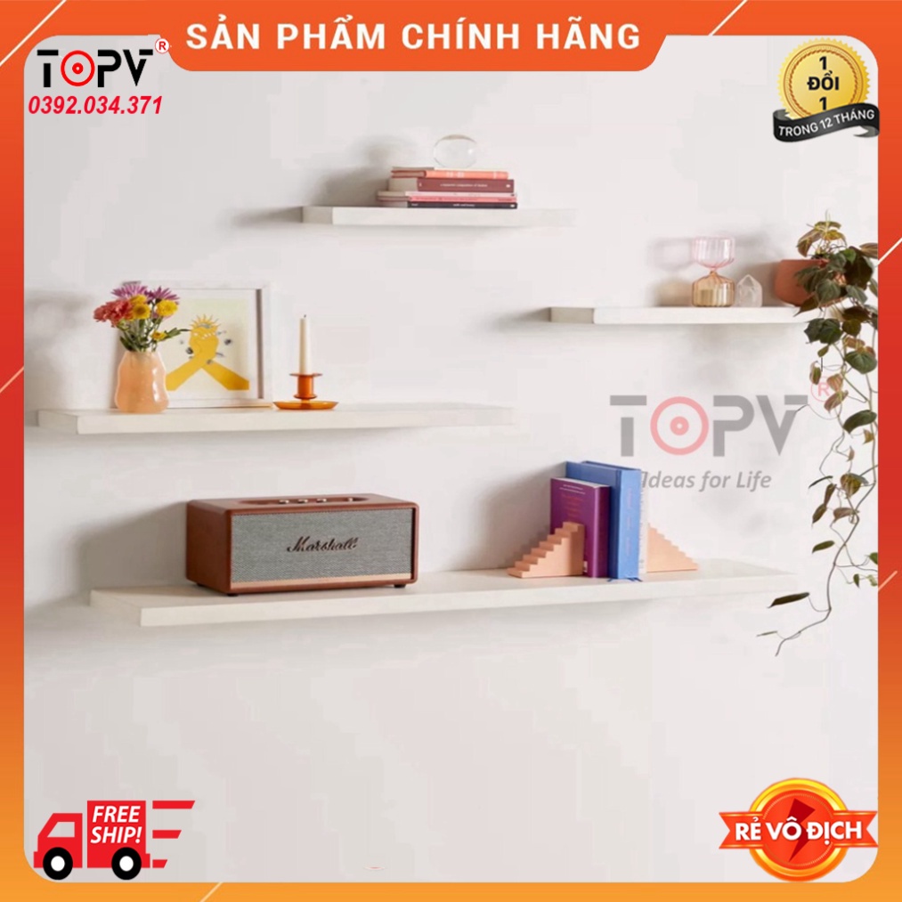 Kệ gỗ treo tường decor TopV giá trang trí bằng thanh gỗ ngang gắn tường mini phòng khách phòng ngủ vân gỗ TopVHCM