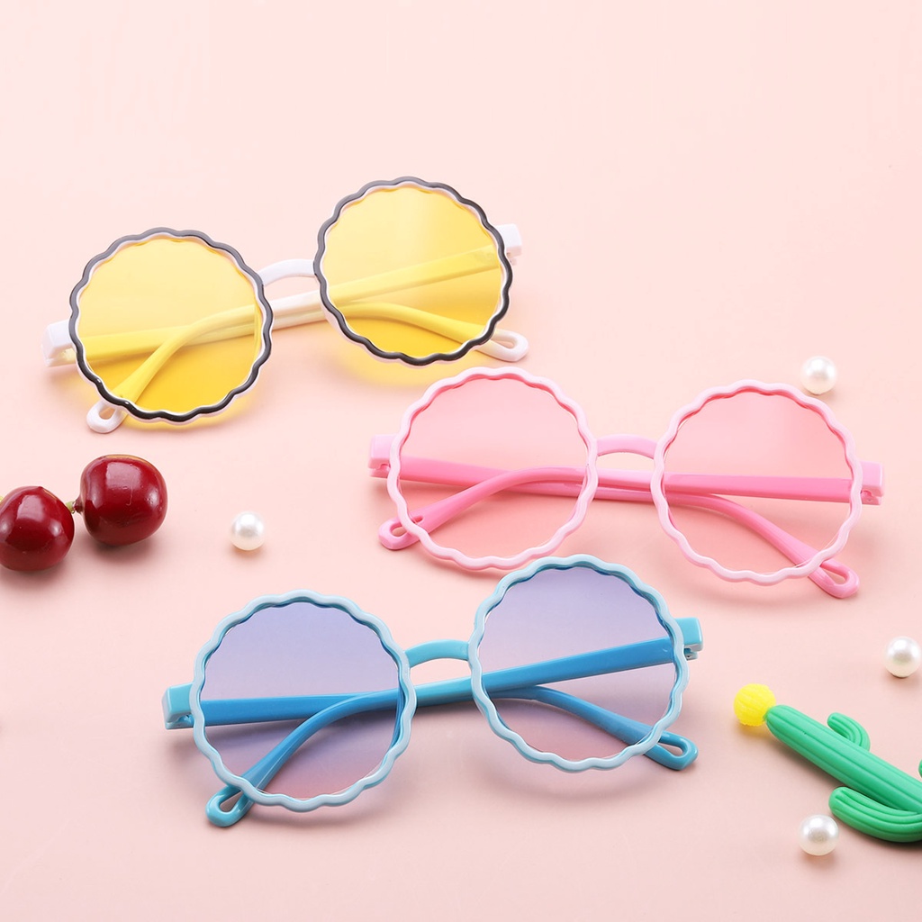 Kính Mát Gọng Tròn Chống Nắng Họa Tiết Hoa Thời Trang Cho Bé