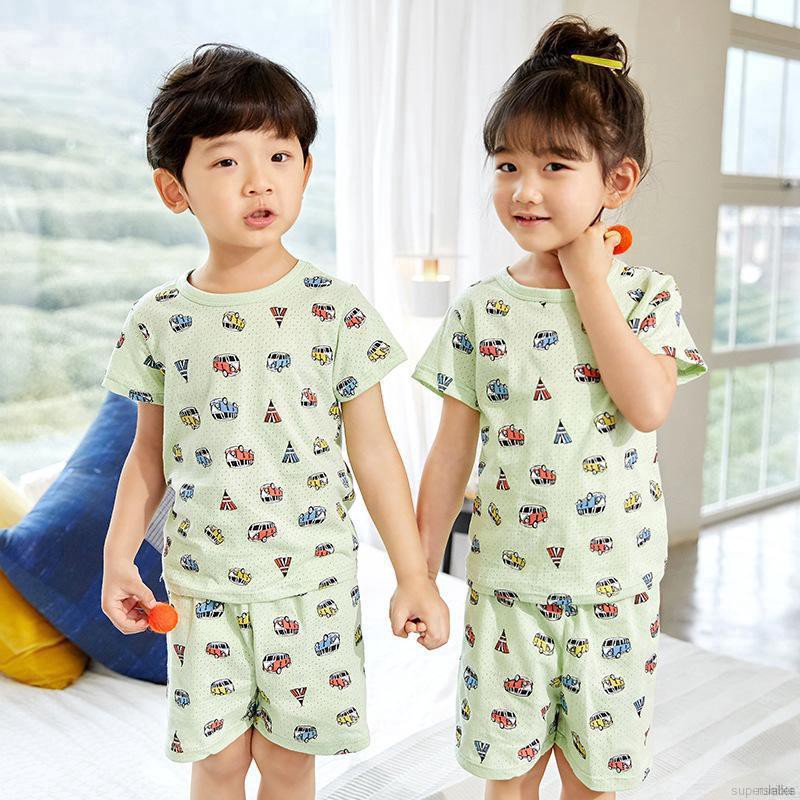 Bộ Đồ Ngủ Pijama Ngắn Tay In Hình Dễ Thương Cho Bé Từ 2-8 Tuổi