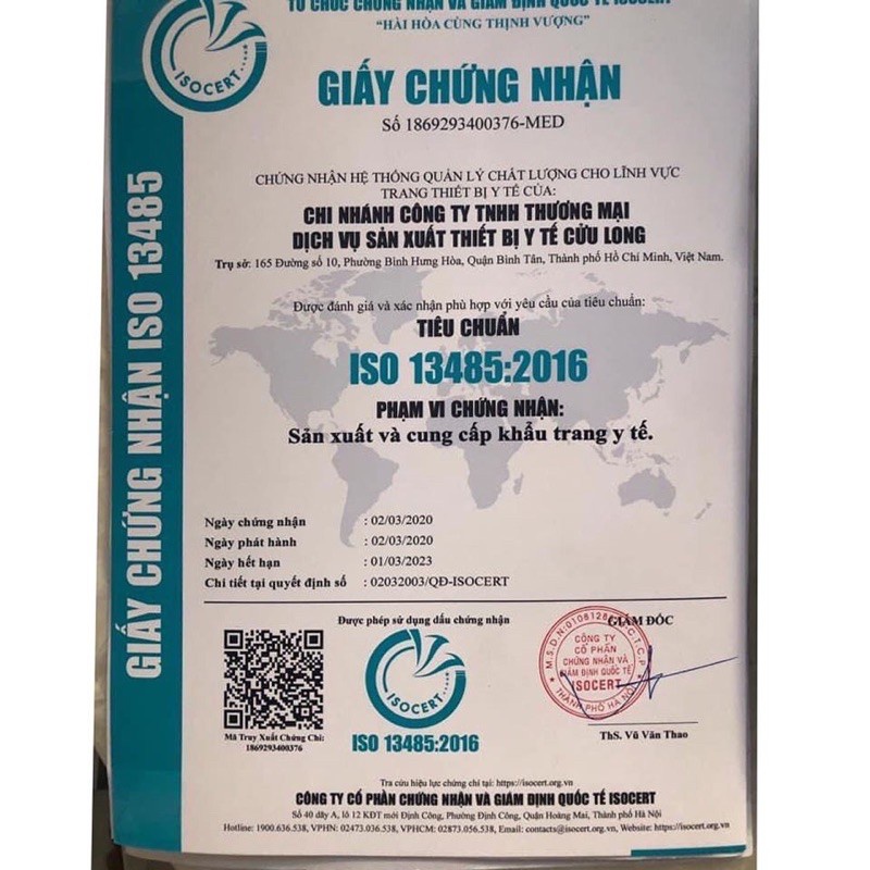 Khẩu trang y tế 4 lớp , khẩu trang kháng khuẩn CỬU LONG , hàng chính hãng bộ y tế khuyên dùng ( hộp 50 cái) Shop 22 | BigBuy360 - bigbuy360.vn