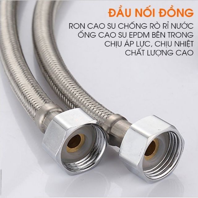 1 cặp (2 sợi) dây cấp nước nóng lạnh inox SUS 304 dài 50cm