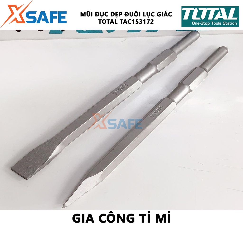 Mũi đục dẹp đuôi lục giác Total TAC153172 | mũi đục dẹp size 17x280x22mm, độ bền cao, chịu nhiệt [XSAFE]