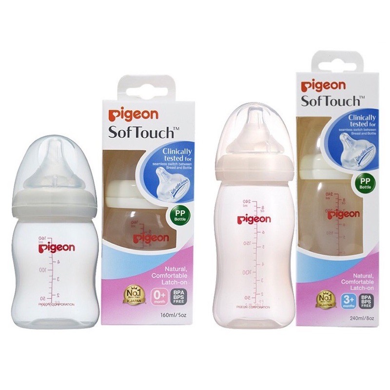 Bình Pigeon SofTouch cổ rộng PP Bottle 160/240/330ml