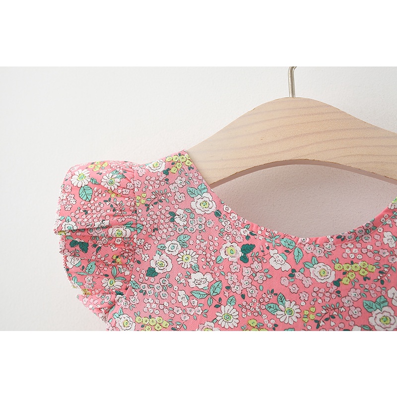 Đầm công chúa  không tay in hoa kèm mũ rơm dễ thương thời trang mùa hè cho bé gái 1-5 tuổi