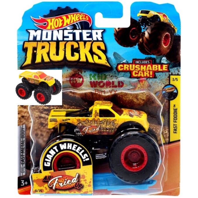 Xe mô hình Hot Wheels Monster Trucks Crushable Car All Fried Up GJD91.