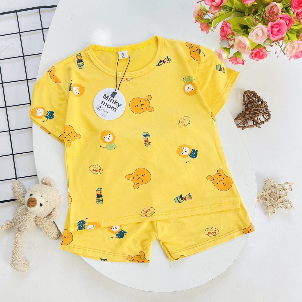 Đồ Bộ cộc tay bé trai bé gái, quần áo trẻ em MINKY MOM thun lạnh hàng túi zip sịn sò QN5