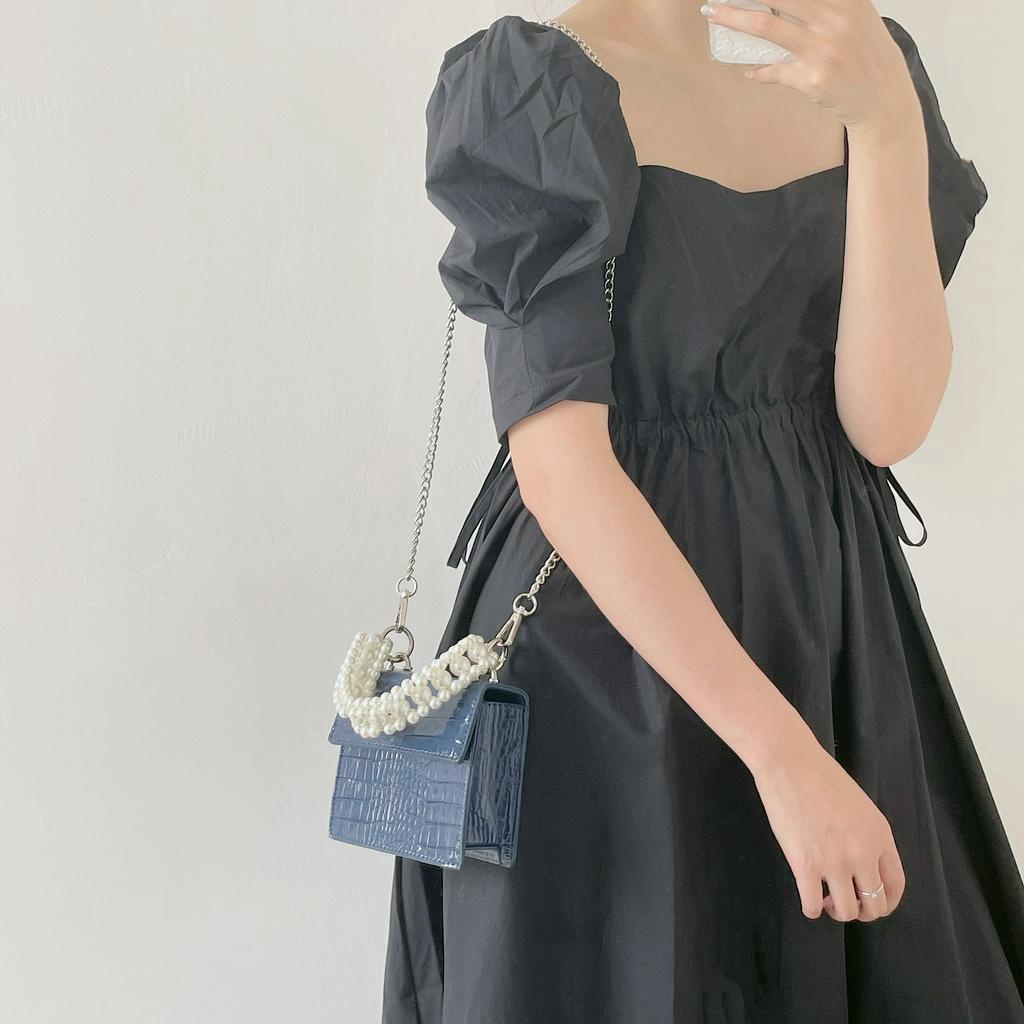 Túi xách mini đeo chéo vai tay cầm ngọc trai thời trang 2021 cho nữ