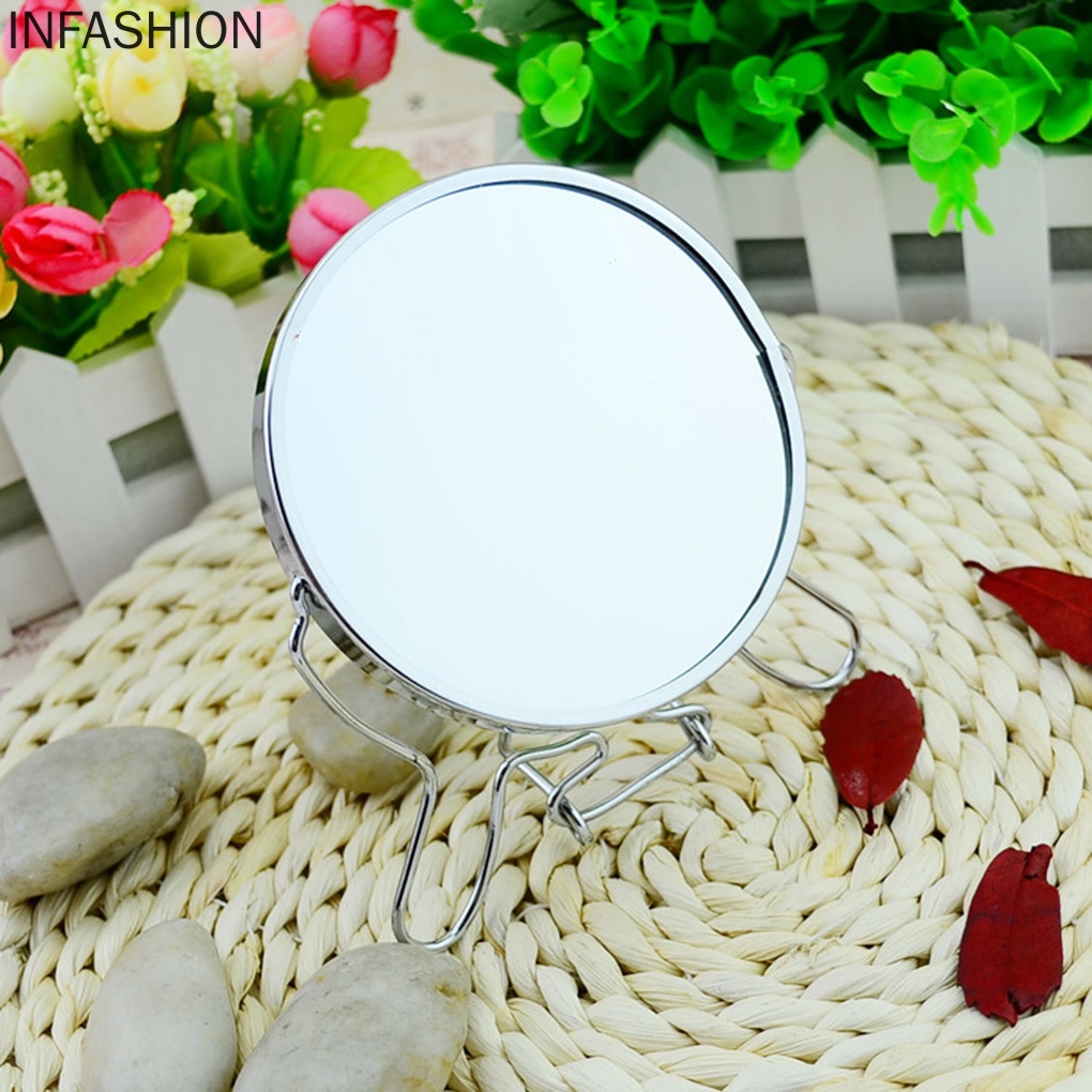 [Hàng mới về] Gương trang điểm hình tròn 4&quot; xoay 360 độ có khung thép không gỉ chuyên dùng